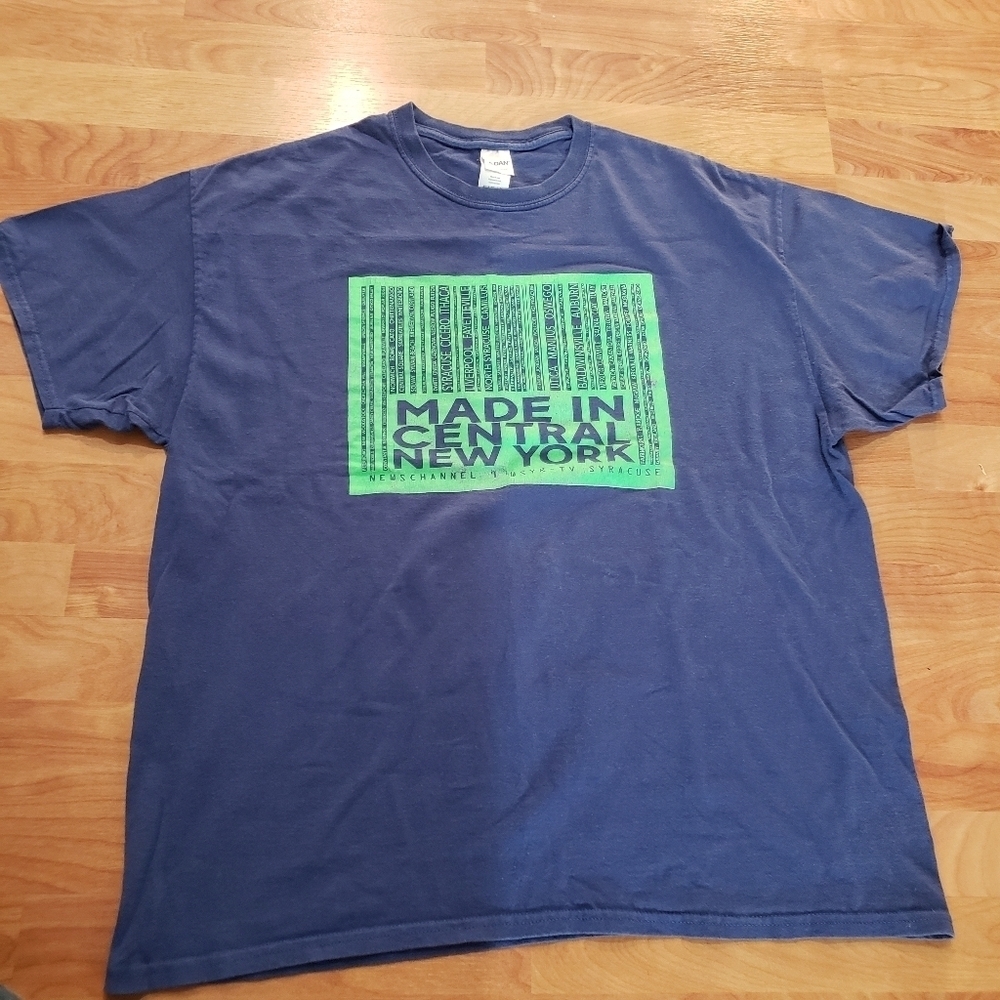 Vtg 9 WSYR Shirt Keeping It Local Blue Made In Central NY Graphic Print T Shirt